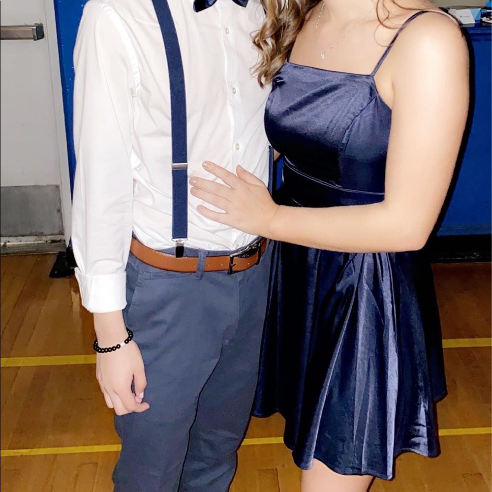 Satin blue hoco dress